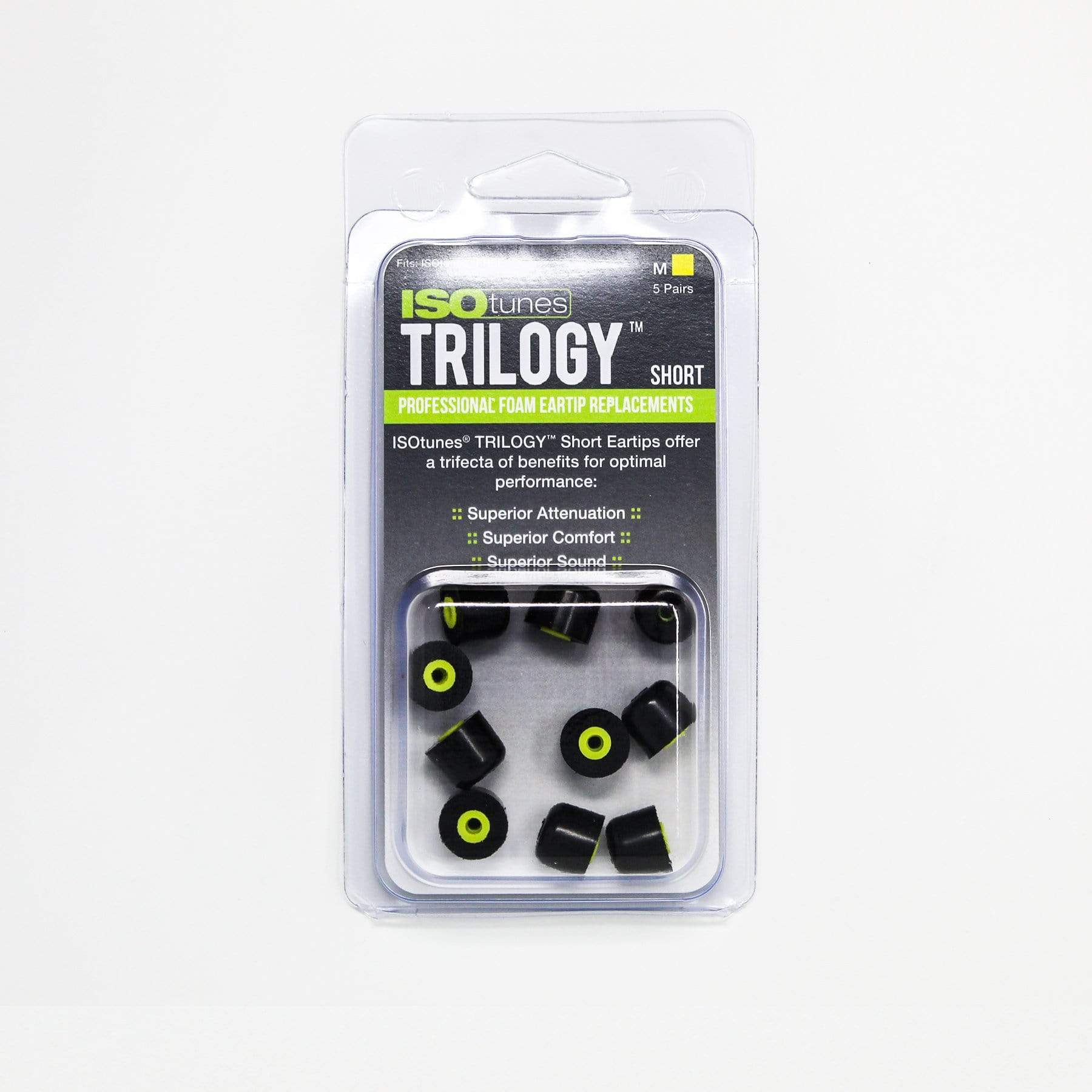 ISOtunes Short TRILOGY™ Foam Replacement Eartips for ISOtunes FREE (5 Pair Pack)