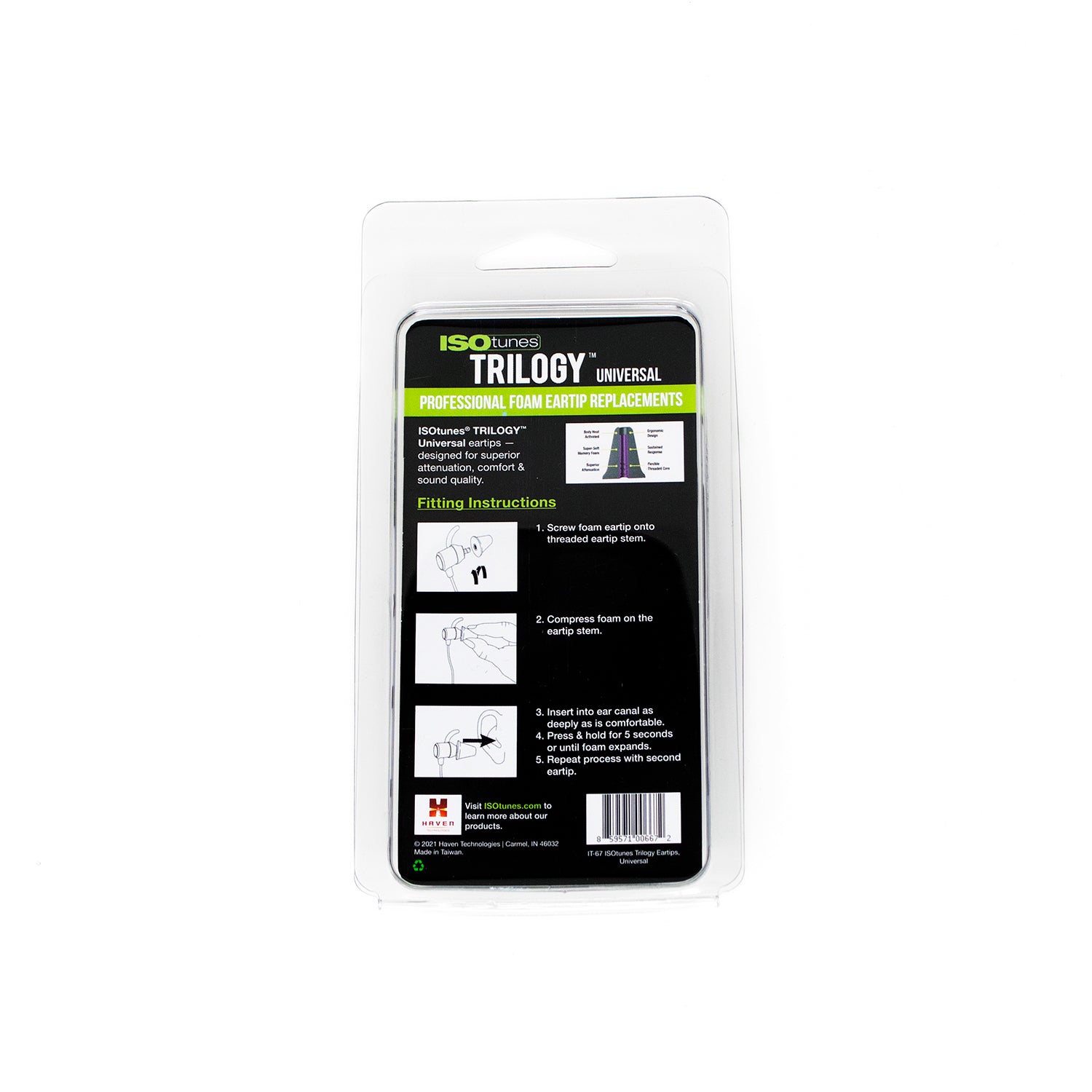 TRILOGY™ UNIVERSAL Foam Replacement Eartips (5 Pair Pack)