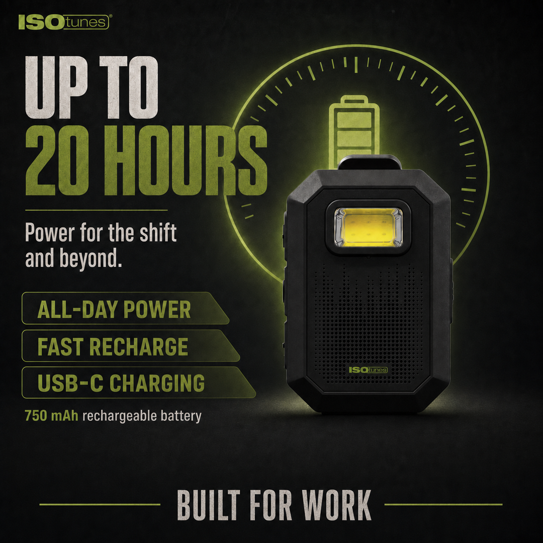 ISOtunes SIDEKICK 20 Hours Battery Life