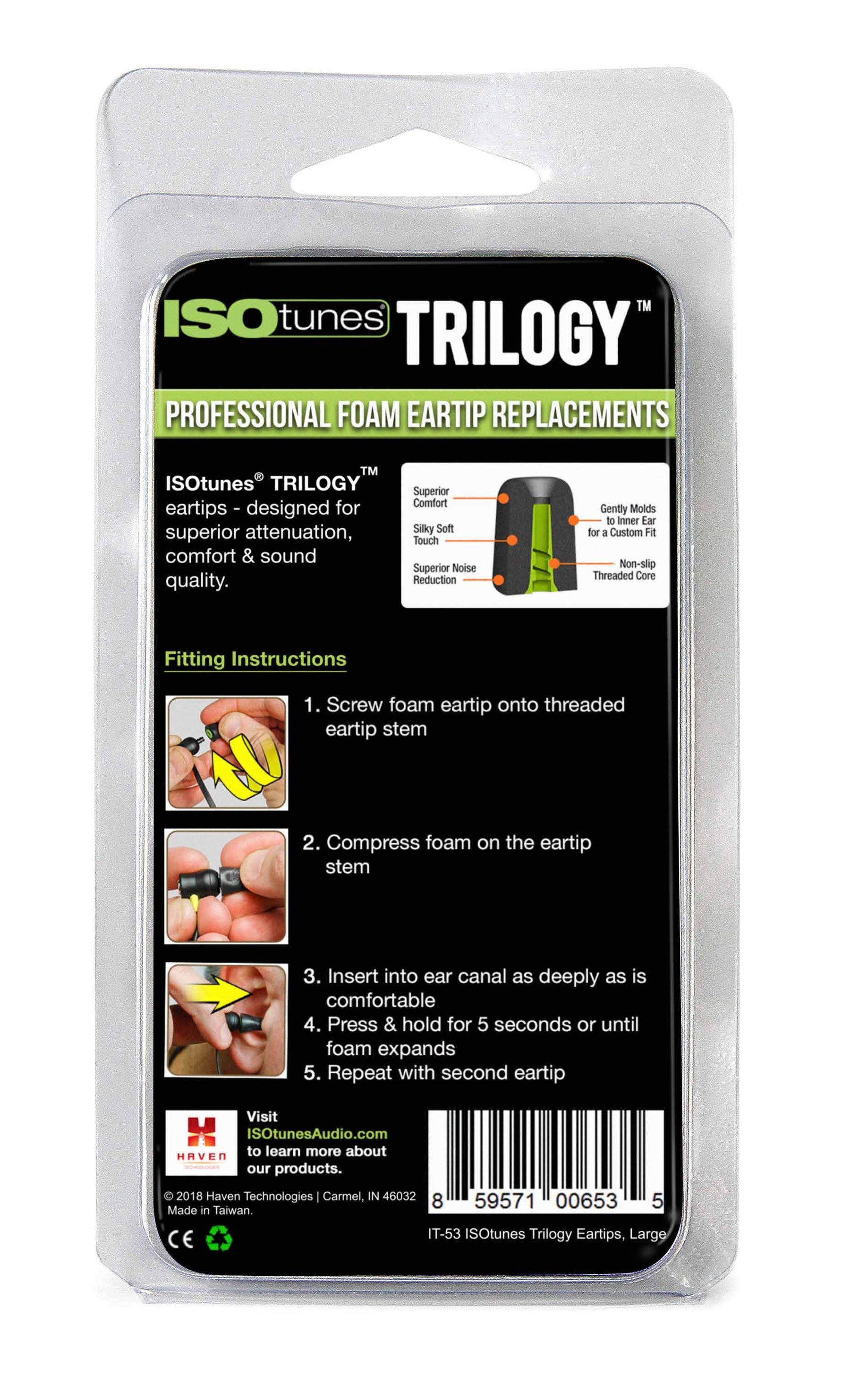 ISOtunes Replacement Tips ISOtunes TRILOGY™ Foam Replacement Eartips (5 pair pack)