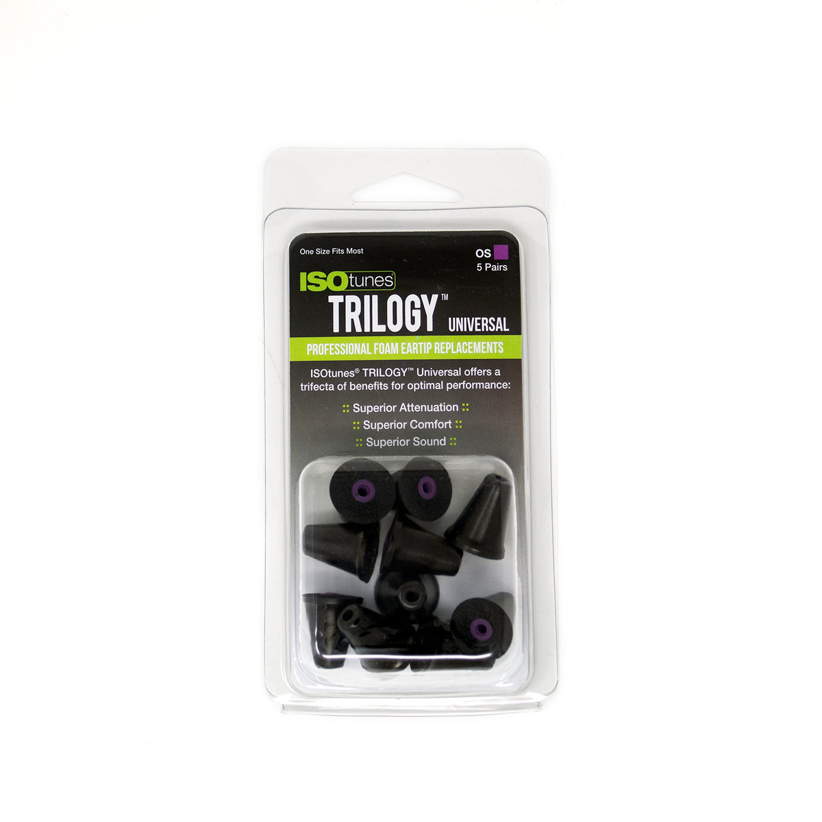 TRILOGY™ UNIVERSAL Foam Replacement Eartips (5 Pair Pack)